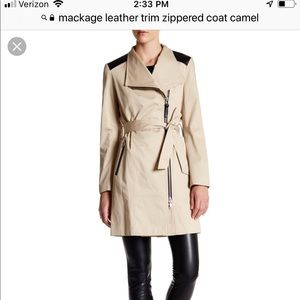 AMAZING Mackage leather trimmed trench coat size M